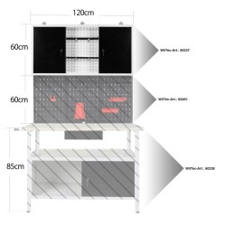 Teräksinen työkalukaappi seinään harmaa 60x120x19 cm lukittava integroitu reikälevy