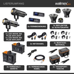 Walimex pro Niova Plus Daylight LED-studiovalaisinsarja 350 W & 500 W, Bowens-heijastimet