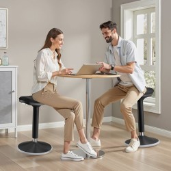 Ergonominen pyörivä istuin- ja seisomajakkara, musta, korkeussäädettävä 55-82 cm, max. 135 kg