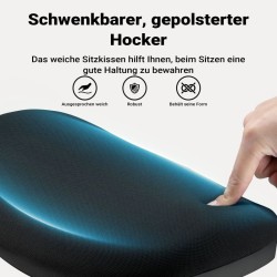 Ergonominen pyörivä istuin- ja seisomajakkara, musta, korkeussäädettävä 55-82 cm, max. 135 kg