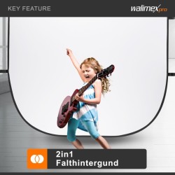 Walimex pro 2 in 1 taitettava taustakangas musta/valkoinen 200 x 230 cm, kuljetuslaukulla