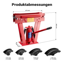 Hydraulinen putkentaivukone 8 t, 4 taivutusmuottia Ø 21,3-40 mm