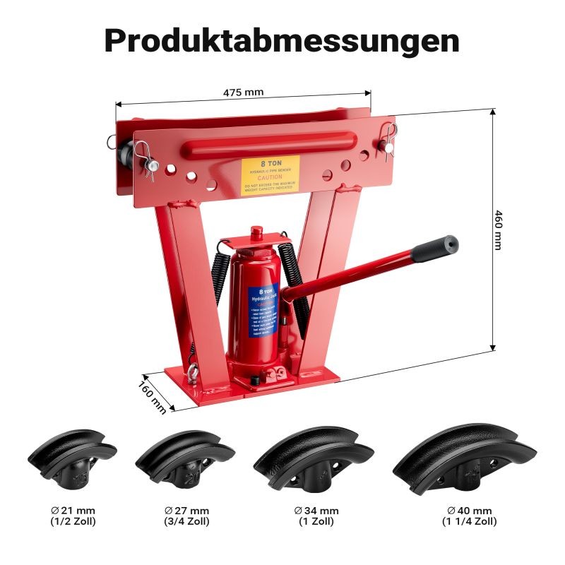Hydraulinen putkentaivukone 8 t, 4 taivutusmuottia Ø 21,3-40 mm