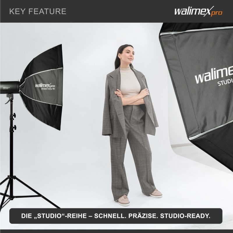 Walimex pro Octagon-softbox 90 cm, kenno, maski, Bowens-adapteri ja kuljetuslaukku