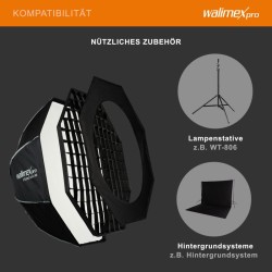 Walimex pro Octagon-softbox 90 cm, kenno, maski, Bowens-adapteri ja kuljetuslaukku