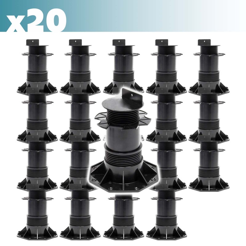 XPOtool Säädettävät terassituet 20 kpl, 137–215 mm, 2700 kg, musta