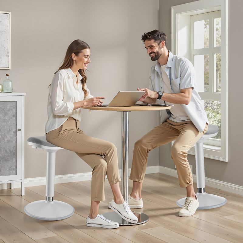 Ergonominen kääntyvä istu- ja seisomajakkara, harmaa, korkeussäädettävä 55–82 cm, enintään 135 kg