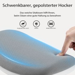 Ergonominen kääntyvä istu- ja seisomajakkara, harmaa, korkeussäädettävä 55–82 cm, enintään 135 kg