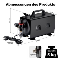 Airbrush-kompressori AS18TB 1/6 PS, 20-23 l/min, 1 l säiliö