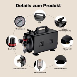 Airbrush-kompressori AS18TB 1/6 PS, 20-23 l/min, 1 l säiliö