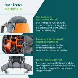 Mantona elementsPro 40 Kamerareppu, oranssi, 210 x 300 x 600 mm