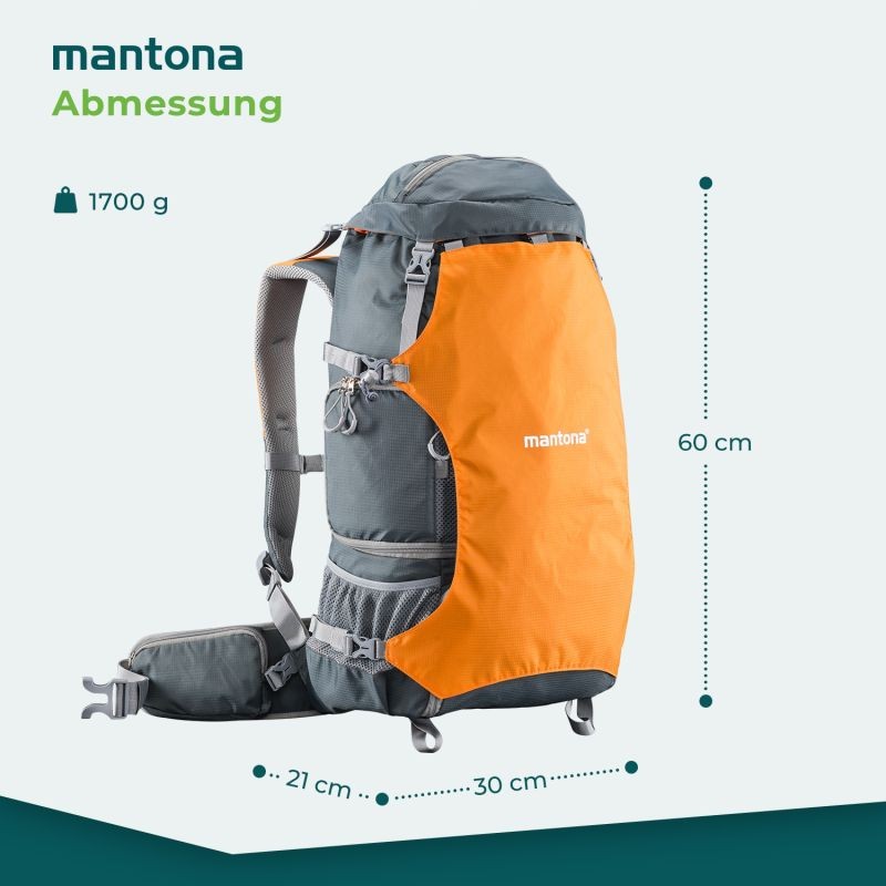 Mantona elementsPro 40 Kamerareppu, oranssi, 210 x 300 x 600 mm