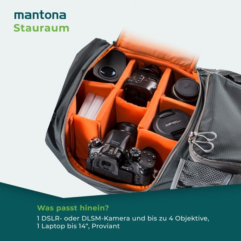 Mantona elementsPro 40 Kamerareppu, oranssi, 210 x 300 x 600 mm