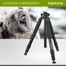 Mantona Kodiak XL 324 alumiininen kamerajalusta, 180 cm, kantavuus 18 kg, 180° käännettävä keskiputki