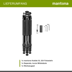 Mantona Kodiak XL 324 alumiininen kamerajalusta, 180 cm, kantavuus 18 kg, 180° käännettävä keskiputki