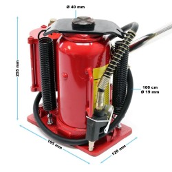 Hydraulinen ja pneumaattinen pullotunkki 12 t, 250–495 mm, teräs, punainen