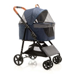 Fudajo 2 in 1 lemmikkirattaat sininen kokoontaitettavat irrotettava kuljetuskori max 20 kg