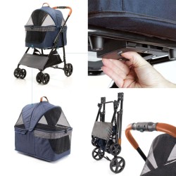 Fudajo 2-in-1 lemmikkirattaat, sininen, kokoontaitettavat, irrotettava kuljetuskori, max 20 kg