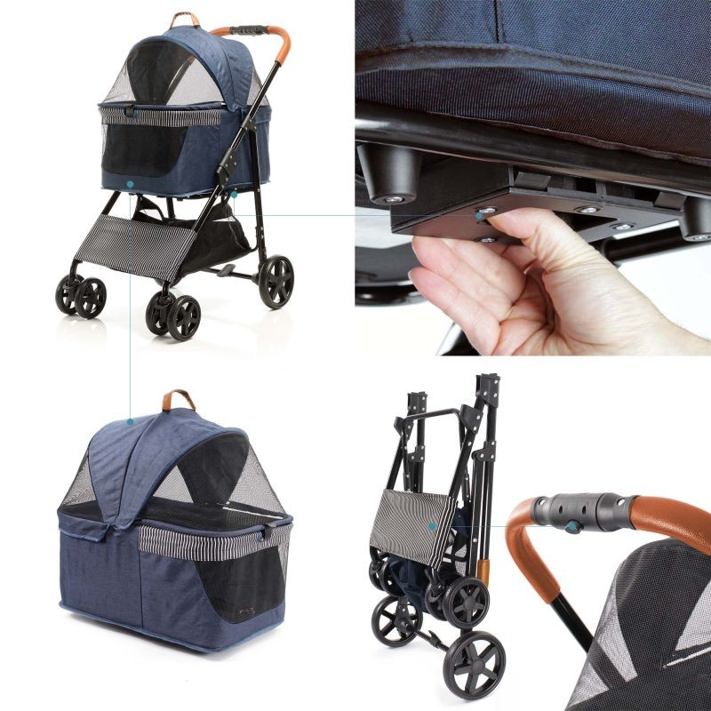 Fudajo 2-in-1 lemmikkirattaat, sininen, kokoontaitettavat, irrotettava kuljetuskori, max 20 kg