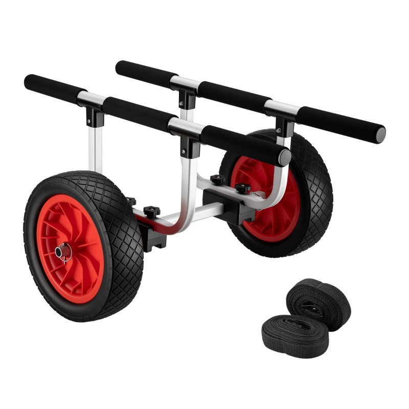 Alumiininen kuljetusvaunu kanootille, kajakille ja SUP-laudalle, max 90 kg, 31 cm PU-renkaat, säädettävä leveys