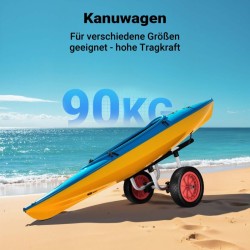 Alumiininen kuljetusvaunu kanootille, kajakille ja SUP-laudalle, max 90 kg, 31 cm PU-renkaat, säädettävä leveys