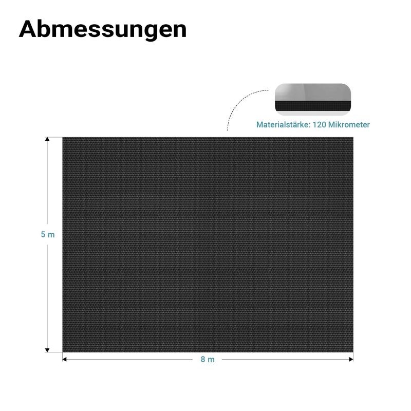 Uima-altaan aurinkopeite 5 x 8 m, musta, 120 µm PE, suorakaide
