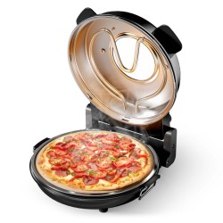 Pizzauuni keraamisella kivilevyllä Ø 32 cm, tarkkailuluukulla, max 400 °C, ajastimella, musta
