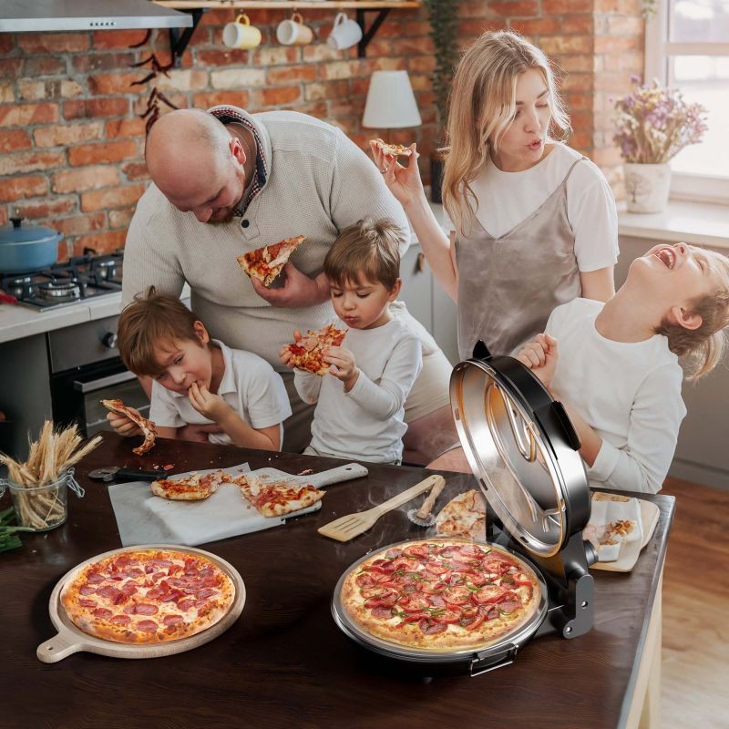 Pizzauuni keraamisella kivilevyllä Ø 32 cm, tarkkailuluukulla, max 400 °C, ajastimella, musta