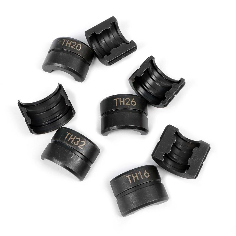 Putkipuristuspihdistö PE-X-monikerrosputkille, 4 lisäosaa Ø 16-32 mm, TH-profiili, 6,1 t puristusvoima