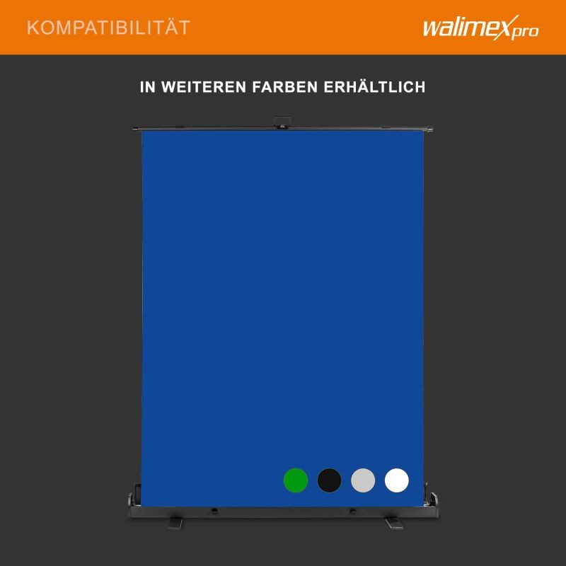 Walimex pro Rullattava taustajärjestelmä sininen 155 x 200 cm, kuljetuslaatikolla