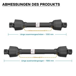 Voimansiirtokardaani T4 1200-1320 mm 460 Nm 540 rpm 40 kW 1000 rpm 2x 34,9 mm 6 hammasta