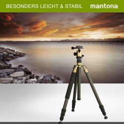 Mantona Titanium Carbon hiilikuitujalusta 170 cm, kuulapää ja kuljetuslaukku, Arca Swiss -yhteensopiva
