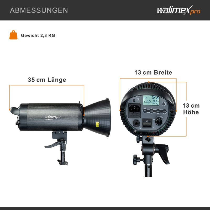 Walimex pro Stager 400 HSS studiosalamasetti, 400 W, 2 kpl, softboxit 60x90 cm ja valojalat