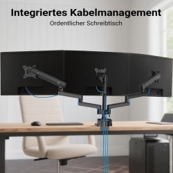 Kolmonaismonitoriteline musta, 360° VESA-levy, enintään 9 kg/näyttö, pöytäkiinnitys