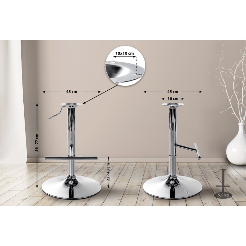 Pyörivä ja korkeussäädettävä baarijakkaran T-jalusta varaosana