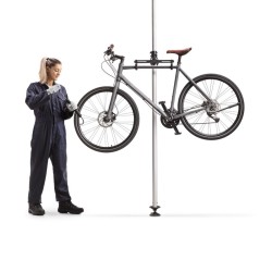 Teleskooppinen polkupyöräteline 2 pyörälle 160 340 cm alumiini hopea