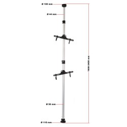 Teleskooppinen polkupyöräteline 2 pyörälle, 160-340 cm, alumiini, hopea