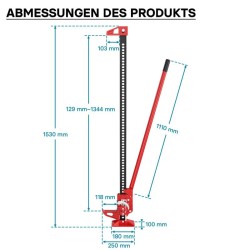 Maasturanostin 3000 kg, 150 cm, punainen, teräs