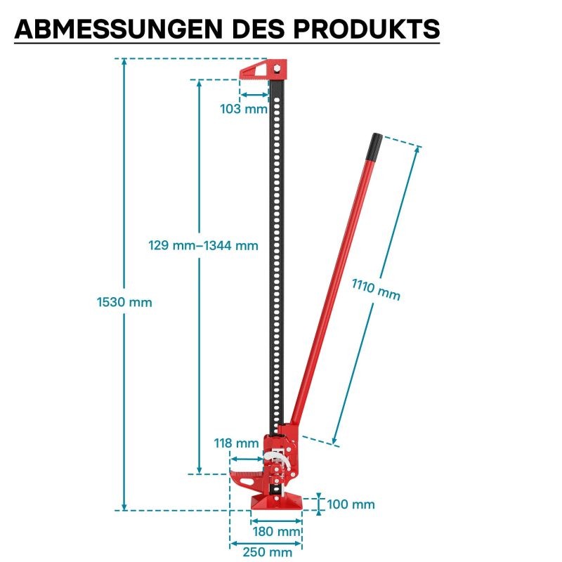 Maasturanostin 3000 kg, 150 cm, punainen, teräs