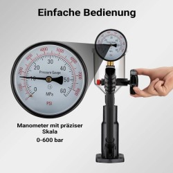 Diesel-polttoainesuuttimien testilaite, manometri 0-600 bar, adapterit mukana