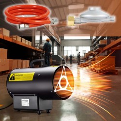 Kaasulämpöpuhallin 15 kW, LPG, sisältää kaasunpaineensäätimen 700 mbar, teräs