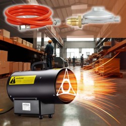 Kaasulämmitin 15 kW, LPG, teräs, sisältää kaasunpaineensäätimen