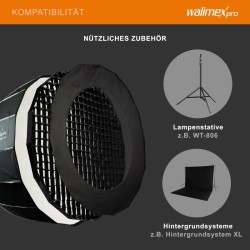 Walimex pro Parabolinen Softbox 90 cm, sisältää kenno-gridin, maskin, Bowens-adapterin ja kuljetuslaukun