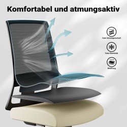 Ergonominen työtuoli lannennojalla, säädettävä korkeus, hengittävä selkänoja, musta, max 120 kg