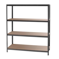 Raskashylly 160x60x180 cm, 4 hyllytasoa, 175 kg/taso, musta, teräs ja MDF