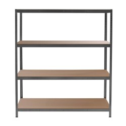 Raskashylly 160x60x180 cm, 4 hyllytasoa, 175 kg/taso, musta, teräs ja MDF