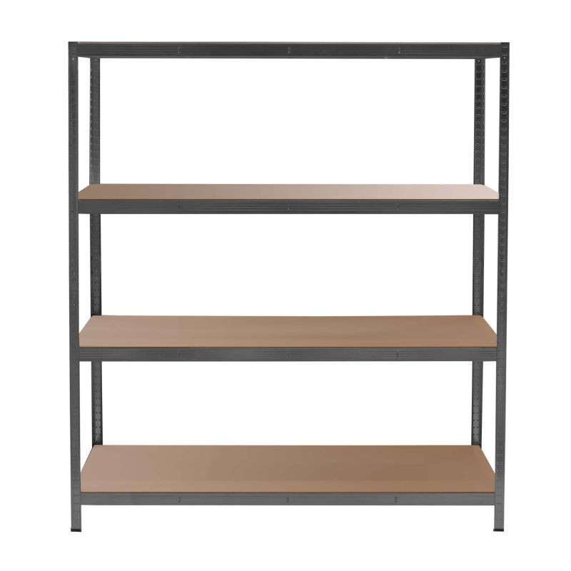 Raskashylly 160x60x180 cm, 4 hyllytasoa, 175 kg/taso, musta, teräs ja MDF