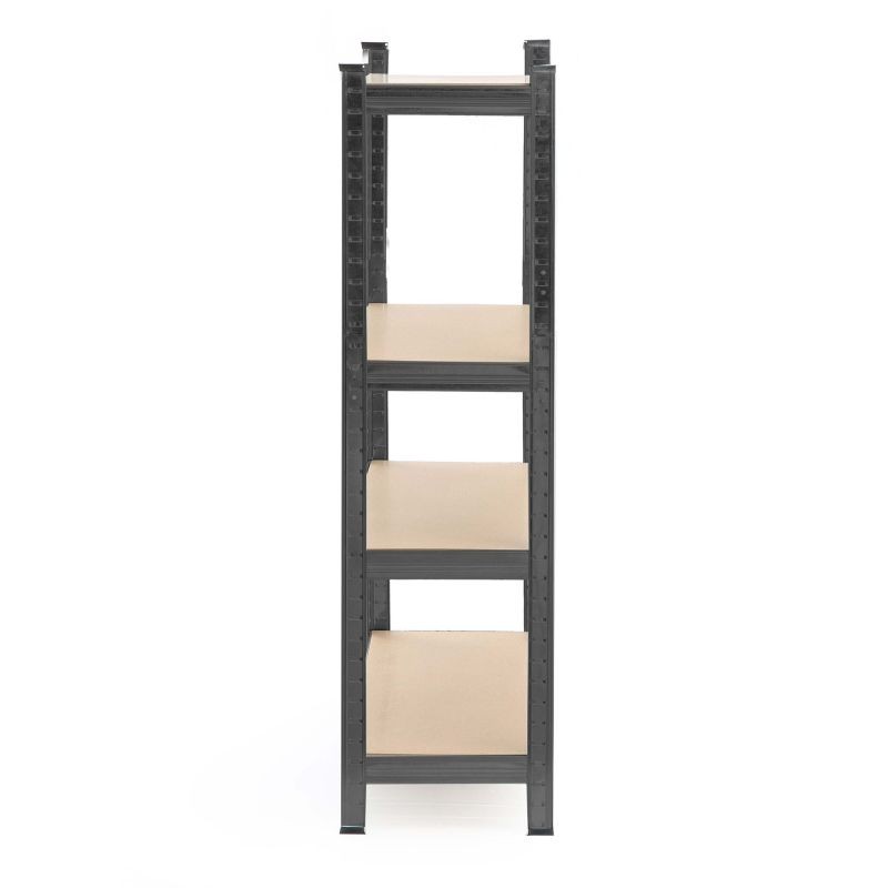 Raskashylly 160x60x180 cm, 4 hyllytasoa, 175 kg/taso, musta, teräs ja MDF