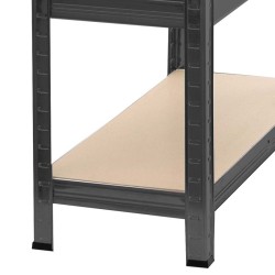 Raskashylly 160x60x180 cm, 4 hyllytasoa, 175 kg/taso, musta, teräs ja MDF