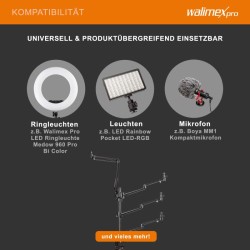 Walimex pro Multi Streaming Arm pöytäteline kameralle LED valolle ja mikrofonille musta